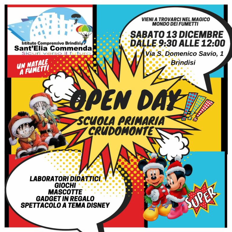 OPEN DAY – SCUOLA PRIMARIA CRUDOMONTE -SABATO 13 DICEMBRE, ore 9:30